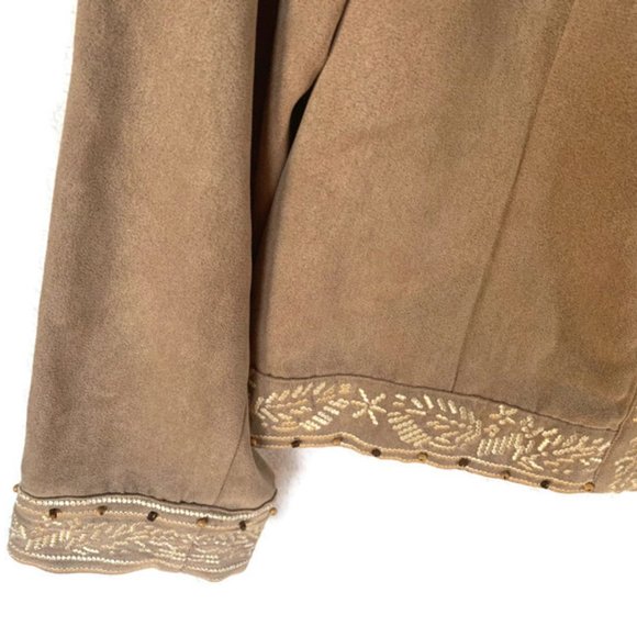 Dressbarn Tan faux suede jacket Womens Size XL - Picture 3 of 3